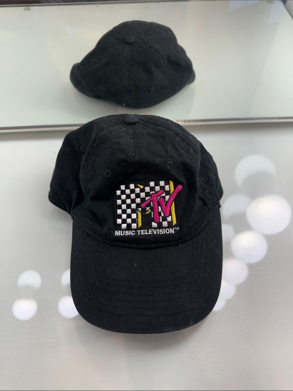 Vintage MTV Retro 80’s Black Baseball Cap with Pink & Yellow Logo